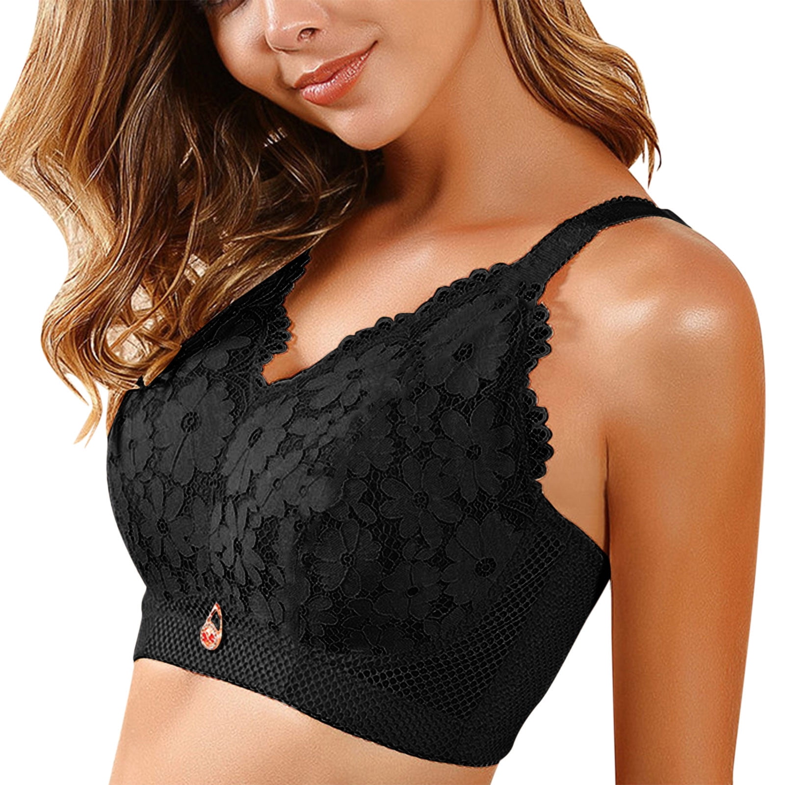 TQWQT Women Push Up Bra Plus Size No Underwire Soft Padding Lift Up T-Shirt  Bra Black 36B