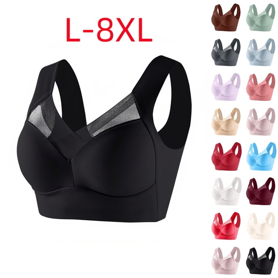 Plus Size Bras for Women Full Cup Seamless Push Up Shaping Wire Free Everyday Bra,5XL,Black