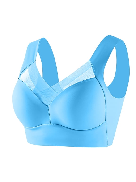 Plus Size Bras for Women Full Cup Seamless Push Up Shaping Wire Free Everyday Bra,XL,Sky Blue