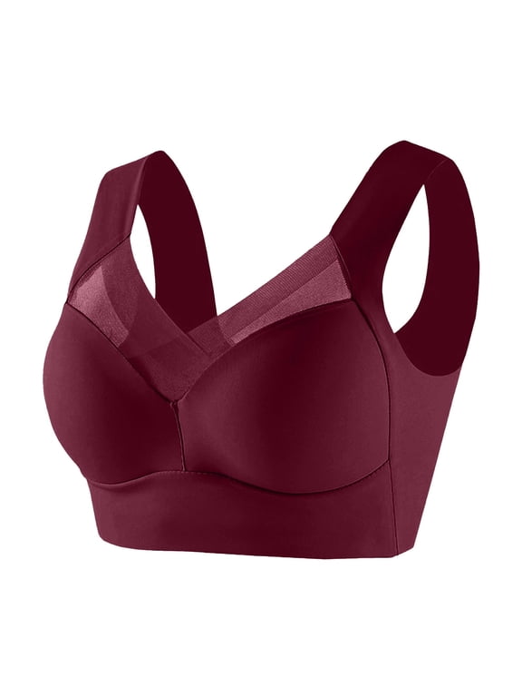 Plus Size Bras for Women Full Cup Seamless Push Up Shaping Wire Free Everyday Bra,XL,Wine