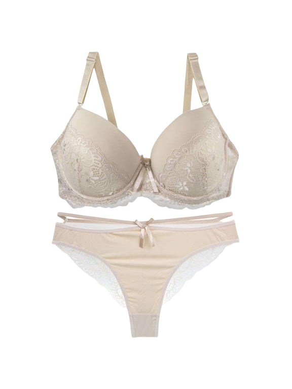 Plus Size Bras for Women, Large Glossy Lingerie Side Breast Anti Sagging Adjustment, Beige 44B