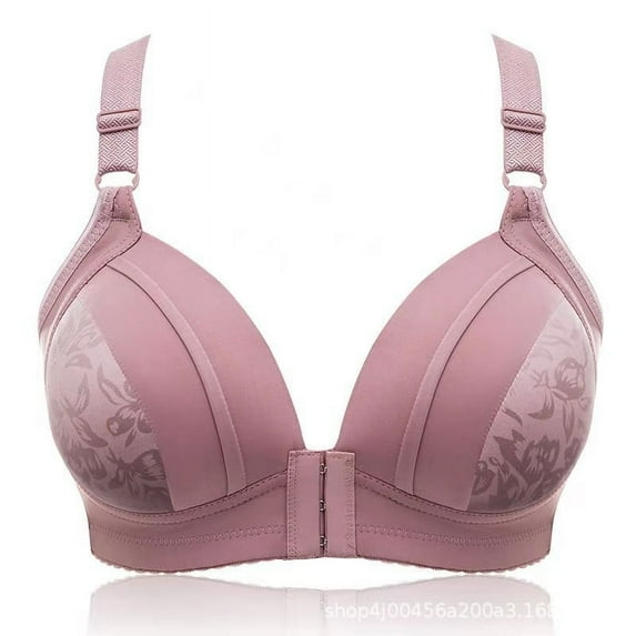 Plus Size Bras for Women No Underwire Push Up Front Closure Bra Lace Full Coverage Shaping Supportive Wireless Bralette, Purple