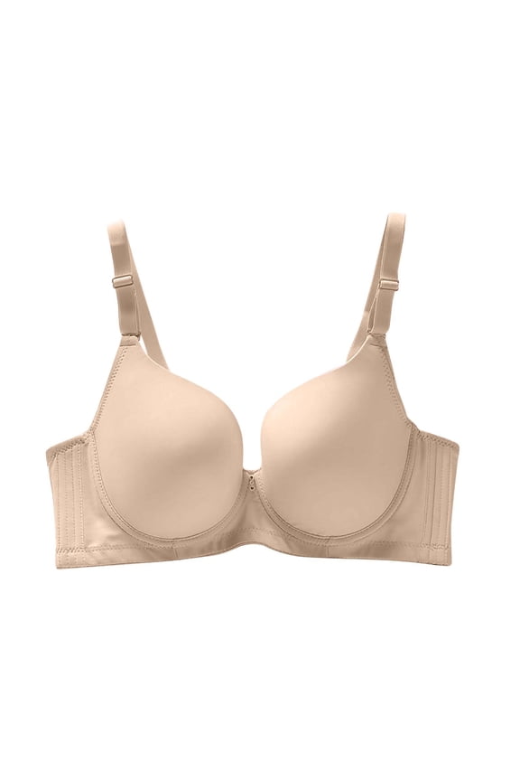 Plus Size Bras for Women Supportive Underwire Bra Push Up Full-Coverage Bra Beige 75D