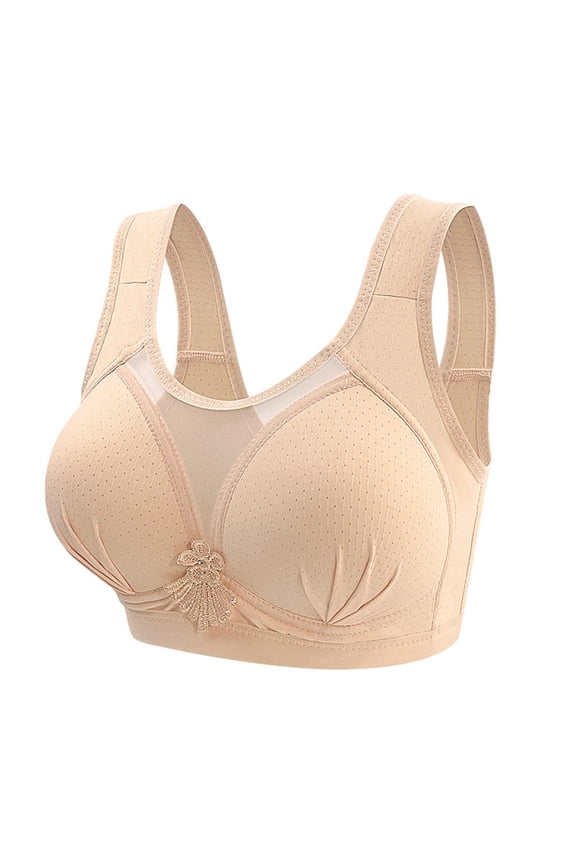 Plus Size Bras for Women Thin Wireless Push Up Comfortable Modesty Bandeau Breathable Adjustable Jacquard Bra for Full Figure Support Bras for Women
