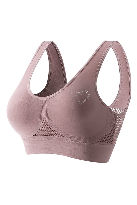 Plus Size Bras for Women Vibrex Women Seamless Sports Bra Wirefree Yoga Bra With Removable Pads Everyday Basic Sleeping Bra,Pink_3XL