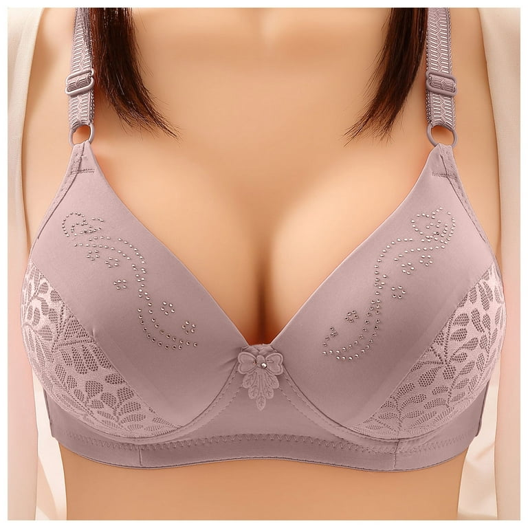 Plus Size Bras for Women Wire-Free Push-Up Bralettes Solid Print Rd2 95C