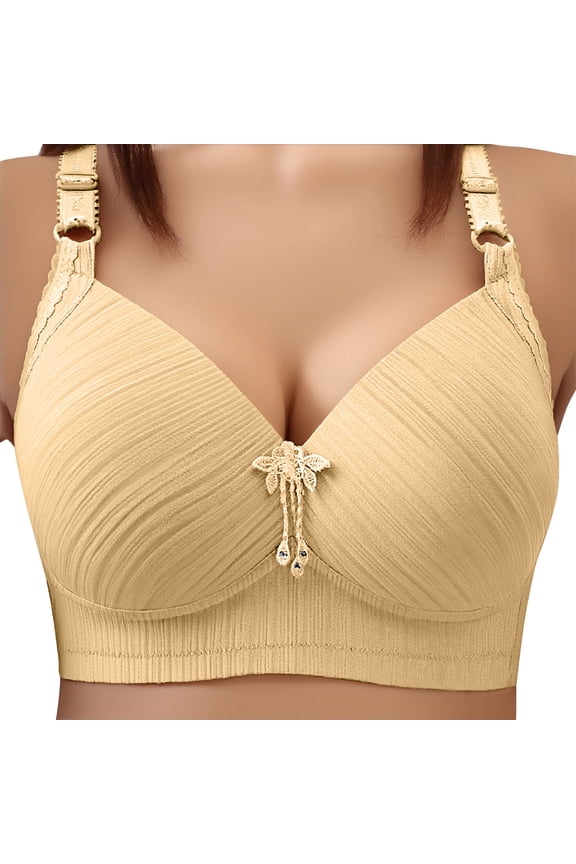 Plus Size Bras for Women Wireless Push Up Seamless Wire-Free Bras Full Support T-Shirt Bra V Neck Comfortable Bra