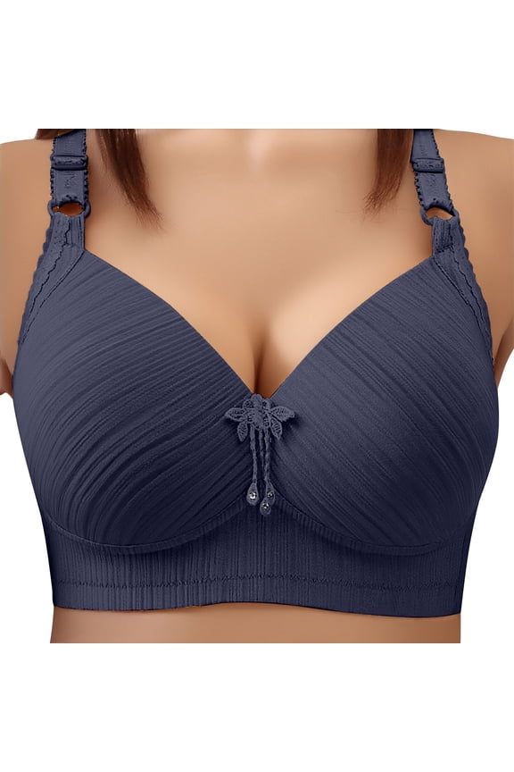 Plus Size Bras for Women Wireless Push Up Seamless Wire-Free Bras Full Support T-Shirt Bra V Neck Comfortable Bra