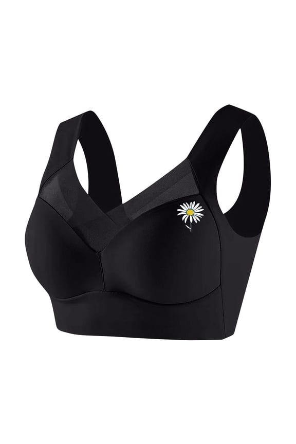 Plus Size Bras for Womens Trendy Printed Push Up Full Coverage Everyday Bra Seamless Breathable Comfy Bralettes Black X-Large