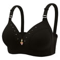thumbnail image 1 of Plus Size Breathable Wireless Push-Up Bra with Soft Padding, Wide Elastic Band & Full Coverage for All-Day Comfort,Black 46, 1 of 4