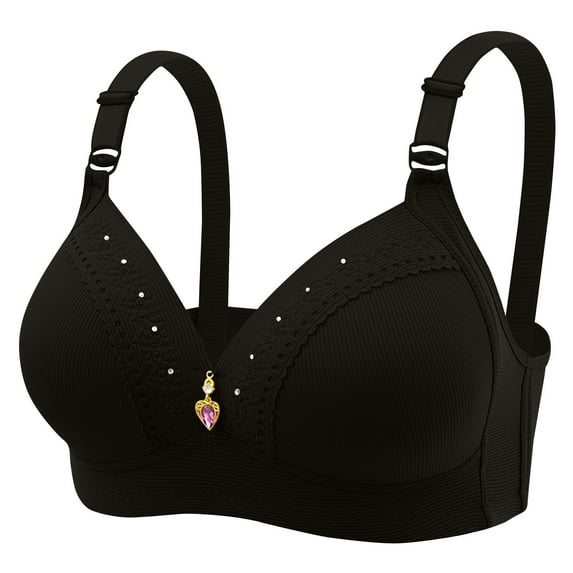 Plus Size Breathable Wireless Push-Up Bra with Soft Padding, Wide Elastic Band & Full Coverage for All-Day Comfort,Black 46