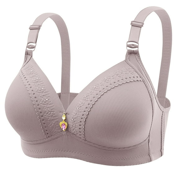 Plus Size Breathable Wireless Push-Up Bra with Soft Padding, Wide Elastic Band & Full Coverage for All-Day Comfort,Gray 42