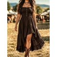 thumbnail image 1 of Plus Size Brown Bohemian Cami Dress Asymmetrical Ruffle Hem Tiered Skirt, 1 of 3