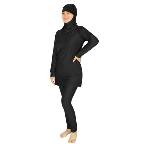 Plus Size Burkini Muslim Swimsuits for Women Modest Islamic Swimwear Long Sleeve Full Cover 3PCS Set Beachwear with Cap
