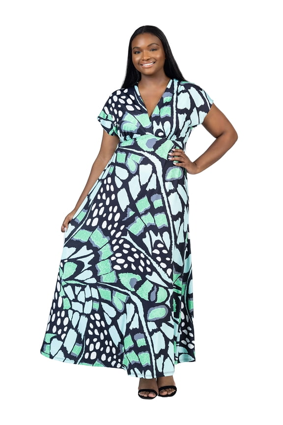 Plus Size Butterfly Empire Waist Maxi Dress