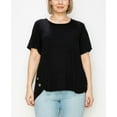 thumbnail image 1 of Plus Size Button Panel Short Sleeve Top Black 3X, 1 of 1