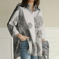 thumbnail image 1 of Plus Size Button Up Shirts Womens Casual Long Sleeve Collared Shirts Geometric Print Loose Blouses Spring Fall (5X-Large, White), 1 of 3