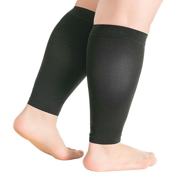 Plus Size Calf Compression Sleeve for Women Men, Extra Wide Leg Support for Shin Splints, Leg Pain Relief and Support Circulation, Swelling, Travel, Work, Sports and Daily Wear, Black M,ChYoung