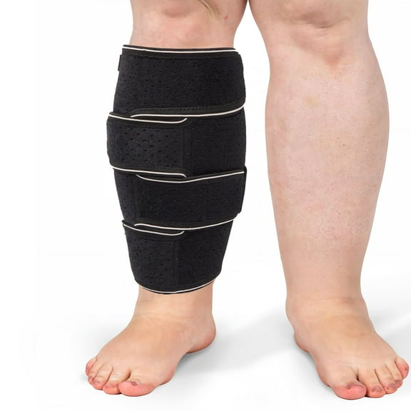 Plus Size Calf Compression Wrap For Severely Swollen Calves With Lymphedema, Big Calf Brace Increases Circulation & Reduces Muscle Swelling for Women and Men (Short, 3XL)