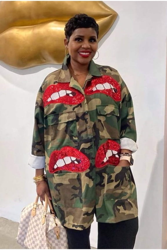 Plus Size Camo Jacket