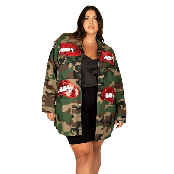 Plus Size Camo Jacket