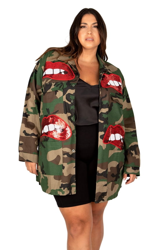 Plus Size Camo Jacket
