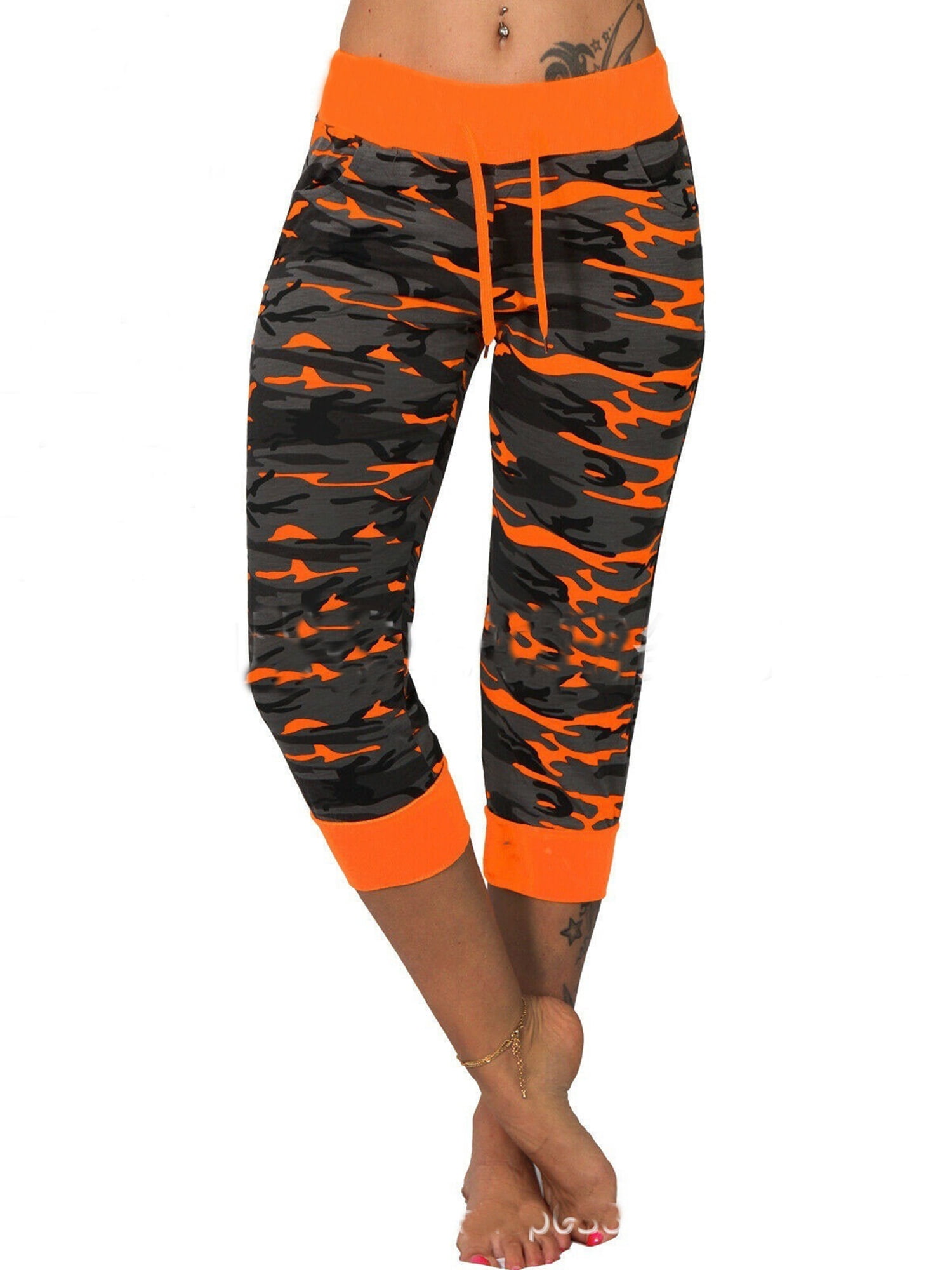Plus Size Camo Women Yoga Pants Gym Fitness Sports Cropped