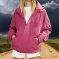 thumbnail image 1 of Plus Size Camping Jacket Unisex Outdoor Hiking Windproof Waterproof Hooded Jacket (Hot Pink L), 1 of 3