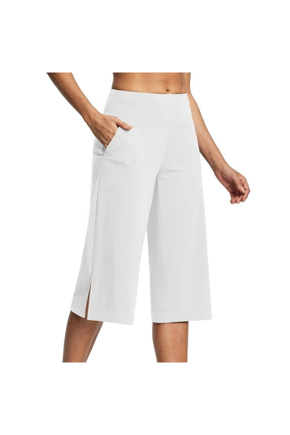 Womens Plus Size Capris Split Hem Tight Elastic Comfortable Fitness Pants Yoga Pants Casual Loose Work Pants