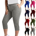 thumbnail image 1 of Plus Size Capri Leggings for Women Stretch Knee Length Pull On Capris Elastic Waist Casual Slim Fit Workout Pants Red XL, 1 of 7