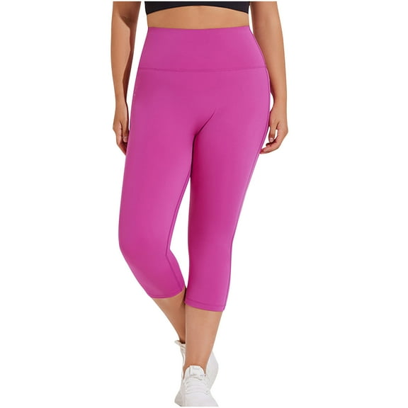 Plus Size Capri Leggings for Women with Pockets Stretchy XL-4XL Tummy Control High Waist Workout Yoga Pants