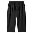thumbnail image 1 of Plus Size Capri Pant for Men Summer Casual Capris Pants Elastic Drawstring Loose Knee-Length Trouser, 1 of 4