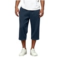 thumbnail image 1 of Plus Size Capri Pants for Men Fashion Comfy Solid Color Drawstring Pockets Pants Summer Beach Vacation, 1 of 5