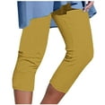 thumbnail image 1 of Plus Size Capris New Yoga Pants for Women High Waist Tummy Suits Capris Yoga Legging Stretchy Comfortable Workout Gym Legging Active Wear Yoga Pants Women Yellow 3XL, 1 of 5