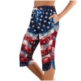 thumbnail image 1 of Plus Size Capris Leggings for Womens Independence Day Yoga Sweatpants Usa Flag Star Printed Pants Athletic-Fit Quick-Dry Capris High Waisted Pants Beach Travel Vacation Capris, 1 of 7