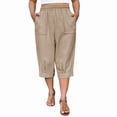 thumbnail image 1 of Plus Size Capris Womens Summer Harem Crop Pants Drawstring Lantern Beach Vacation Pant with Pockets, 1 of 9