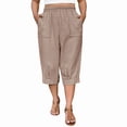thumbnail image 1 of Plus Size Capris Womens Summer Harem Crop Pants Drawstring Lantern Beach Vacation Pant with Pockets, 1 of 9
