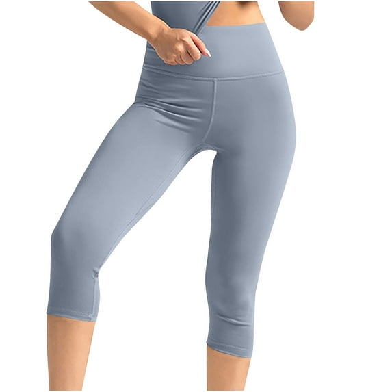 Plus Size Capris for Women, Xunlbb Leggings For Women High Waisted Yoga Pants With Control For Workout Running Gym(Light Blue,L)