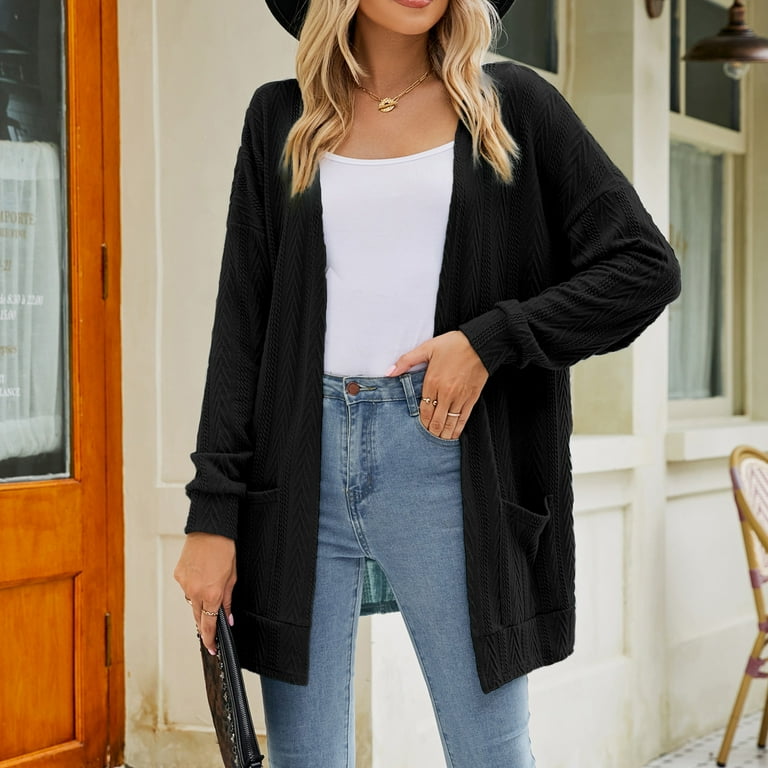 Plus size long black cardigan sweater sales