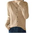 thumbnail image 1 of Plus Size Cardigan Summer New Fall Outfits for Women Lightweight Long Sleeve Open Front Sweater Button down Loose Fitted Casual Cardigans Brown L, 1 of 5