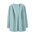 thumbnail image 1 of Plus Size Cardigan Sweater New Hooded Cardigan for Women with Pockets Fall Fashion Open Front Knit Hoodie Sweater Side Button Outerwear Light Blue One Size, 1 of 6