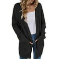 thumbnail image 1 of Plus Size Cardigans for Women Open Front Long Sleeves Lightweight Soft Knit Open Front Sweaters Loose Fit Long Sleeve Fall Sweaters Coat with Pocket Classic Plus Size Sweaters for Women,Black S, 1 of 6