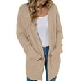 thumbnail image 1 of Plus Size Cardigans for Women Open Front Long Sleeves Winter Knit Button Front Open Front Long Sleeve Cozy Soft Comfortable Oversized Long Cardigans,Khaki XXXL, 1 of 6