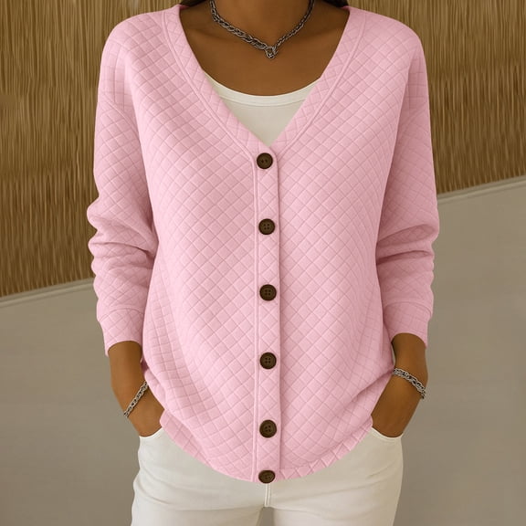 Plus Size Cardigans for Women Trendy V Neck Button up Jackets Cute Pullover Soft Lightweight Knit Outerwear New Womens Cardigans Lightweight Dressy Pinky XL