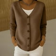 thumbnail image 1 of Plus Size Cardigans for Women Trendy V Neck Button up Jackets Cute Pullover Soft Lightweight Knit Outerwear New Womens Fall Oversized Cardigans Brown S, 1 of 3