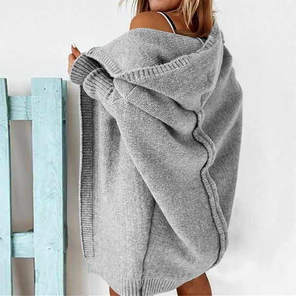 Plus Size Cardigans for Women Lightweight Oversized Sweater Cable Knit Top Open Front Long Sleeve Hooded Jackets