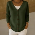 thumbnail image 1 of Plus Size Cardigans for Women Trendy V Neck Button up Jackets Cute Pullover Soft Lightweight Knit Outerwear New Army Green L, 1 of 3
