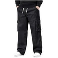 thumbnail image 1 of Plus Size Cargo Jean for Men Straight Leg Elastic Waist Drawstring Denim Pants Fashion Wide Leg Trousers, 1 of 4