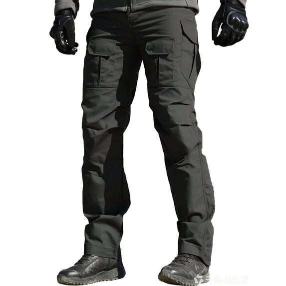 Plus Size Cargo Pants For Men Solid Casual Multiple Pockets Outdoor Straight Type Fitness Pants 