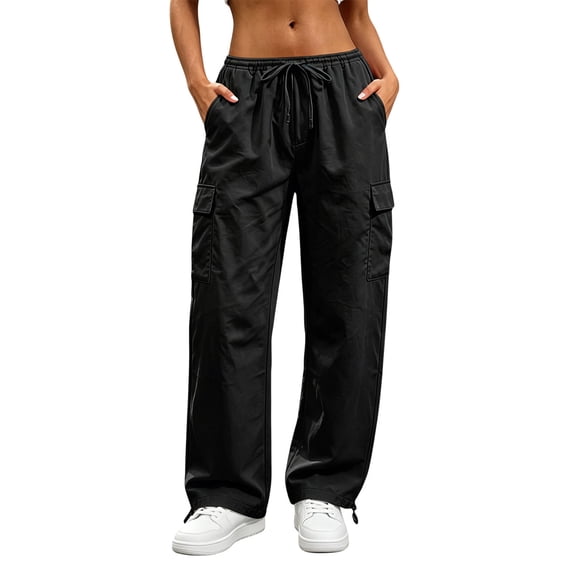 Plus Size Cargo Pants For Women Classic Casual With Pockets Straight Leg Everyday Wear Multi Pocket Summer Easy Care Travel Outfit Polished Casual Wear For Trips Black C 3XL